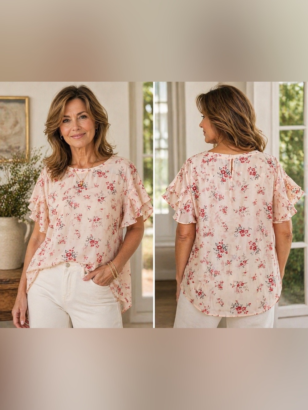 LOFT Floral Blouse Medium Romantic Cottagecore Top Brunch Church Resort Chic LUX